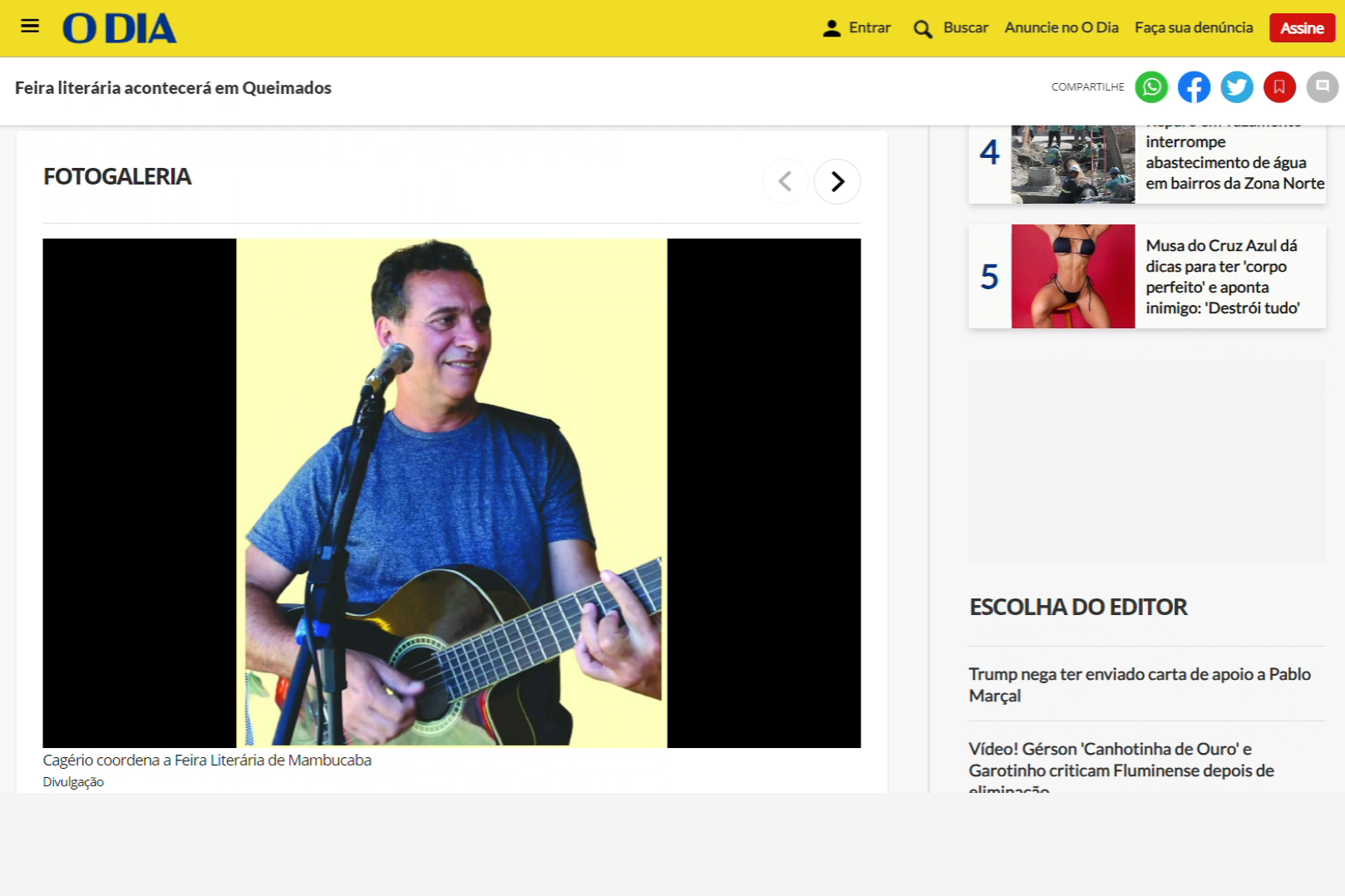 Matéria no Jornal O DIA sobre a FLIM 2024