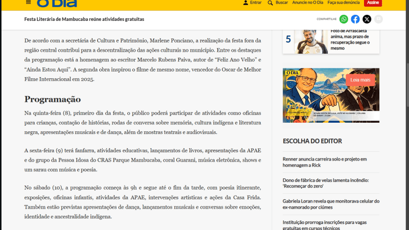 Jornal O DIA – FLIM 2026